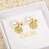 Dior Tribales Earrings - White Resin Pearls with Pistachio Green Transparent Resin